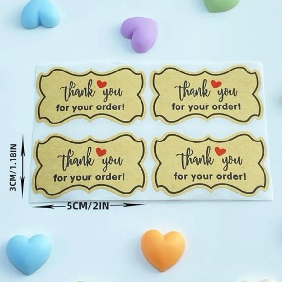 NWT Rustic Thank You for Your Order Labels / Stickers with Red Heart - Picture 3 of 5